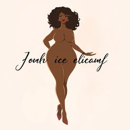 A stylized artistic representation of a confident, curvy woman embracing her body with elegance