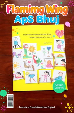 A magazine cover page in landscape format, featuring the title 'Flamingo Wing ApS Bhuj' prominently displayed at the top in vibrant, playful font
