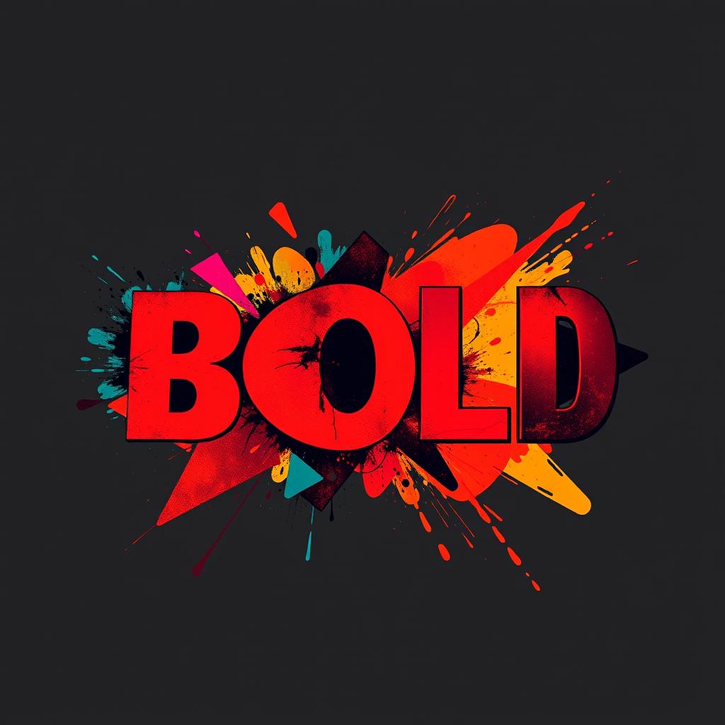 A vibrant graphic design featuring the word 'BOLD' in large, striking typography