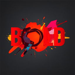 A vibrant graphic design featuring the word 'BOLD' in large, striking typography