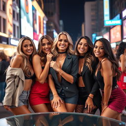 A stunning scene featuring attractive women in a glamorous setting, exuding confidence and beauty