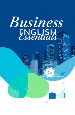 A professional and modern Business English textbook cover design, featuring a sleek and stylish layout