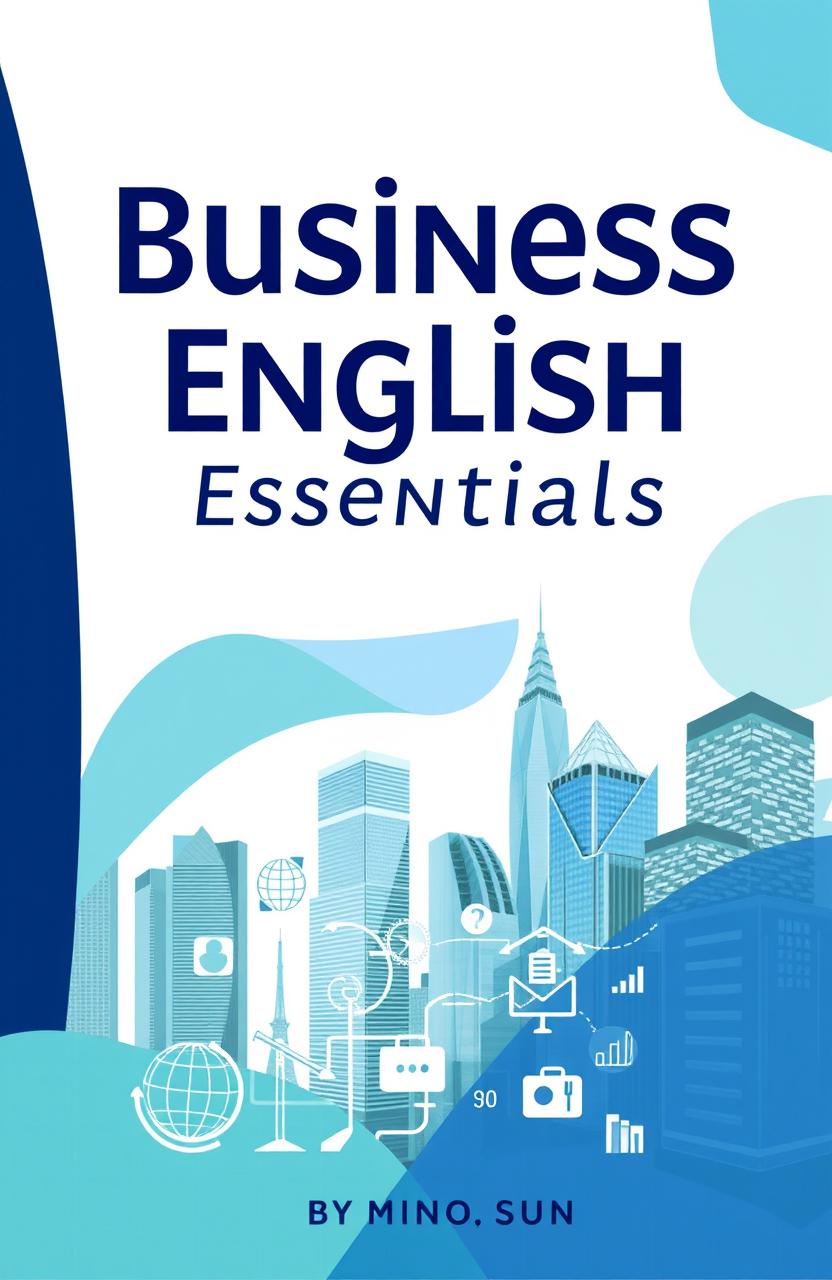 A professional and modern Business English textbook cover design, featuring a sleek and stylish layout