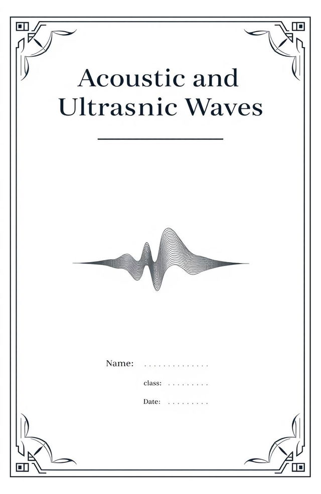 Create a cover page for a physics document titled 'Acoustic and Ultrasonic Waves