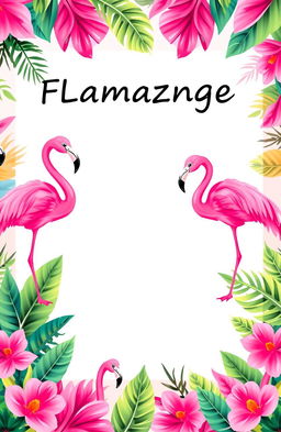 A flamingo-themed blank magazine cover template designed in a landscape page orientation