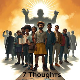 An evocative artwork conveying the moral of '7 Thoughts,' illustrating the theme of true freedom through independent thought and the power of unity