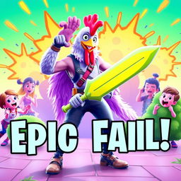 A vibrant and colorful Fortnite thumbnail with a humorous twist