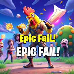 A vibrant and colorful Fortnite thumbnail with a humorous twist