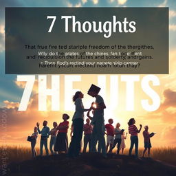 An inspiring artwork that embodies the moral of '7 Thoughts,' illustrating the concept that true freedom arises from independent thinking and challenging societal narratives