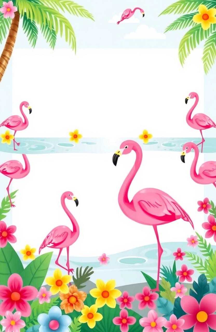 A vibrant and playful flamingo theme design suitable for preschool templates