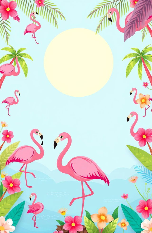 A vibrant and playful flamingo theme design suitable for preschool templates