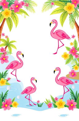 A vibrant and playful flamingo theme design suitable for preschool templates
