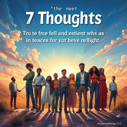 An inspiring artwork that conveys the moral of '7 Thoughts,' focusing on the theme that true freedom is achieved through independent thought and the ability to challenge societal narratives