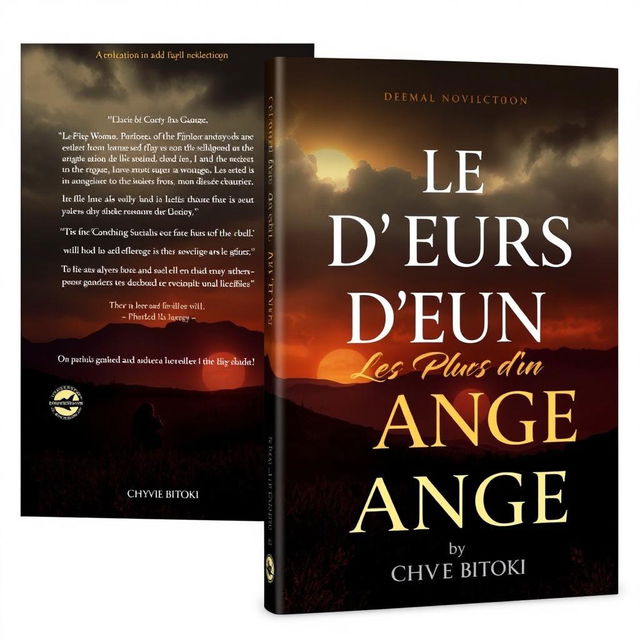 A dramatic novel cover design for 'Les Pleurs D'un Ange' by Chyvie BITOKI, featuring a powerful and emotional scene depicting an African woman in a contemplative pose, reflecting her difficult childhood