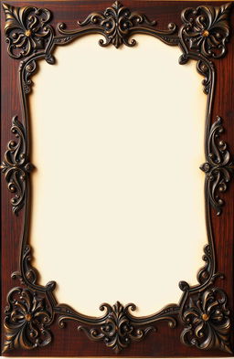 A vintage book frame featuring intricate, ornate designs, embellished with floral motifs and gilded accents