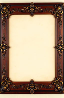 A vintage book frame featuring intricate, ornate designs, embellished with floral motifs and gilded accents
