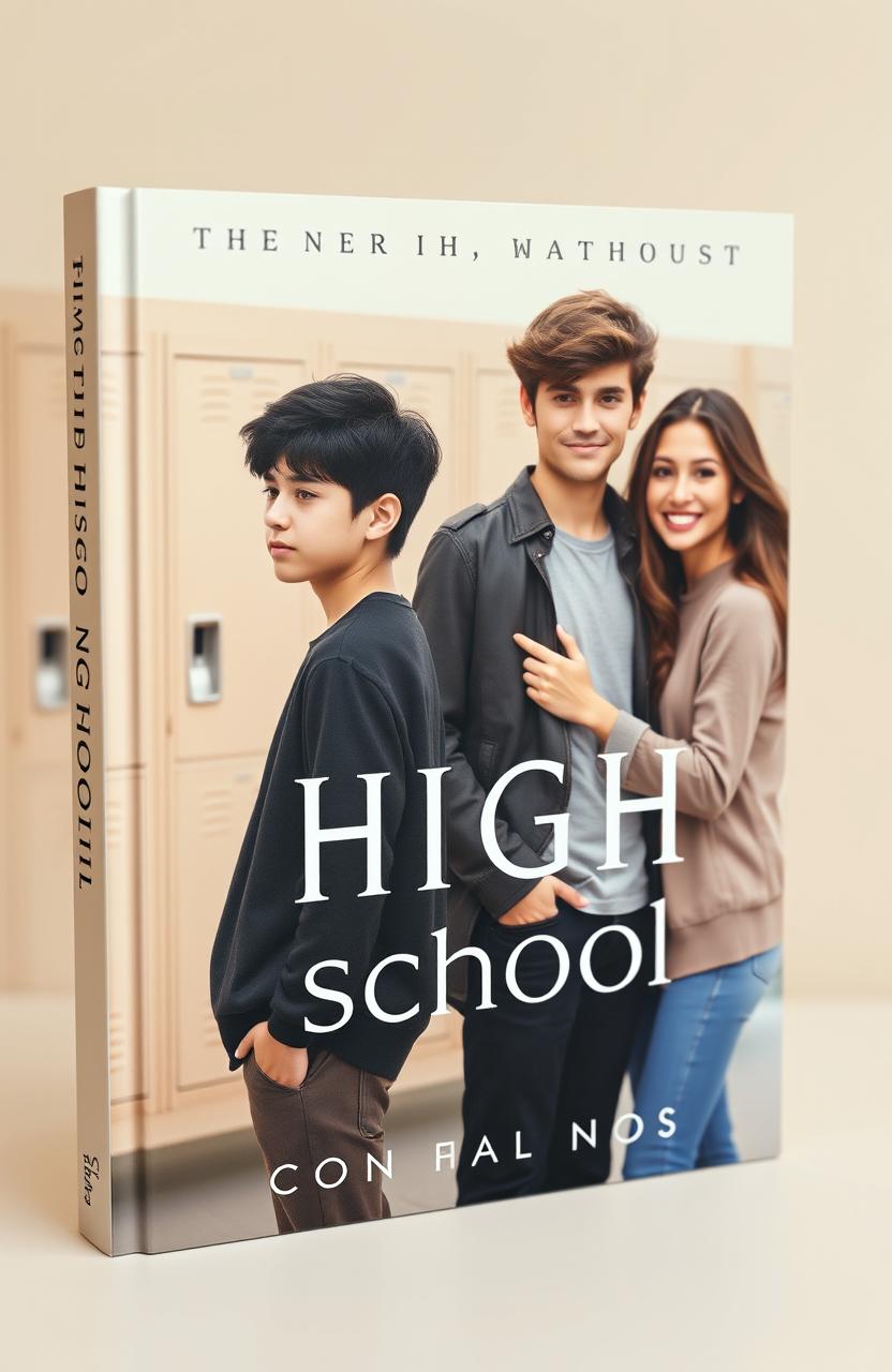 A book cover design featuring a high school scene