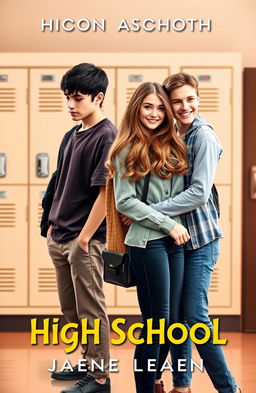 A book cover design featuring a high school scene
