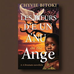 The cover of a dramatic novel titled 'Les Pleurs D'un Ange' by Chyvie BITOKI, depicting a poignant and emotional scene in Africa