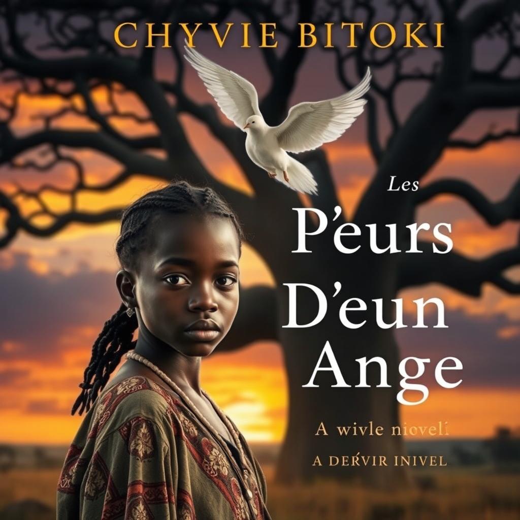 The cover of a dramatic novel titled 'Les Pleurs D'un Ange' by Chyvie BITOKI, depicting a poignant and emotional scene in Africa