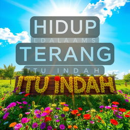 A tranquil and uplifting scene illustrating the idea 'HIDUP DALAM TERANG ITU INDAH' which translates to 'Living in the light is beautiful'