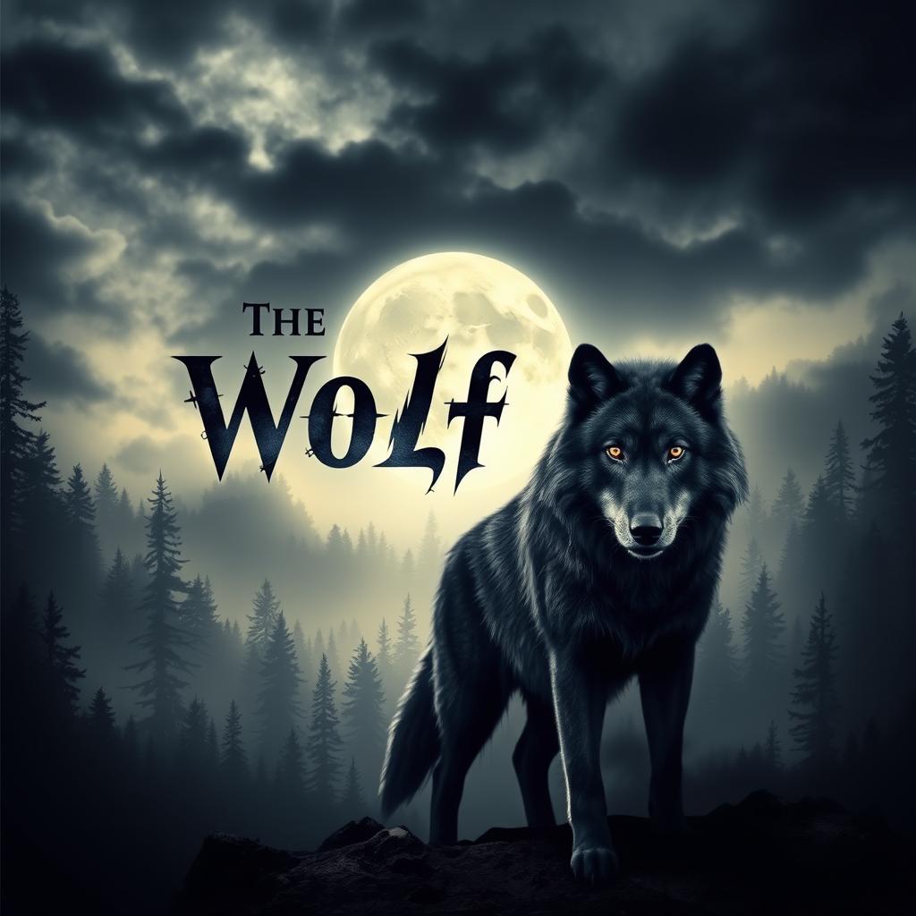 A captivating eBook cover design titled *The Wolf War*, featuring a dark, dense forest in the background bathed in moonlight