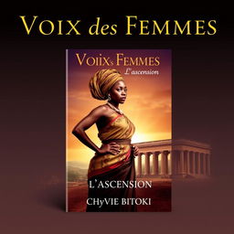A captivating book cover design for a historical legal novel titled "Voix des Femmes: L'Ascension" by Chyvie BITOKI