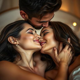 A close-up of a sensual encounter between an attractive couple, showcasing passion and intimacy