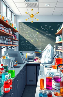 A detailed and artistic representation of a scientific laboratory focused on pharmacology and toxicology