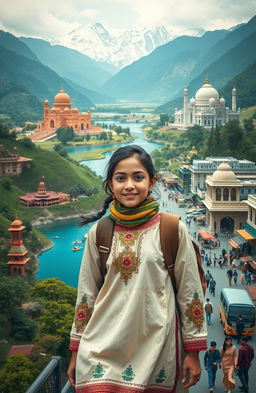 A stunning visual representation of a Kashmiri teenager embarking on a journey through the diverse landscapes of India