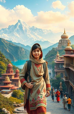 A stunning visual representation of a Kashmiri teenager embarking on a journey through the diverse landscapes of India