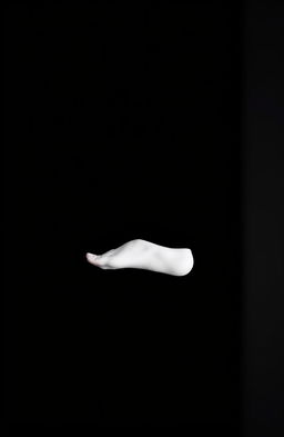 A striking design featuring a bold black theme as the background, with a prominently displayed white foot in the center