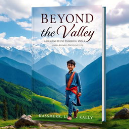 A captivating book cover design for 'Beyond the Valley: A Kashmiri Teen's Journey through India'