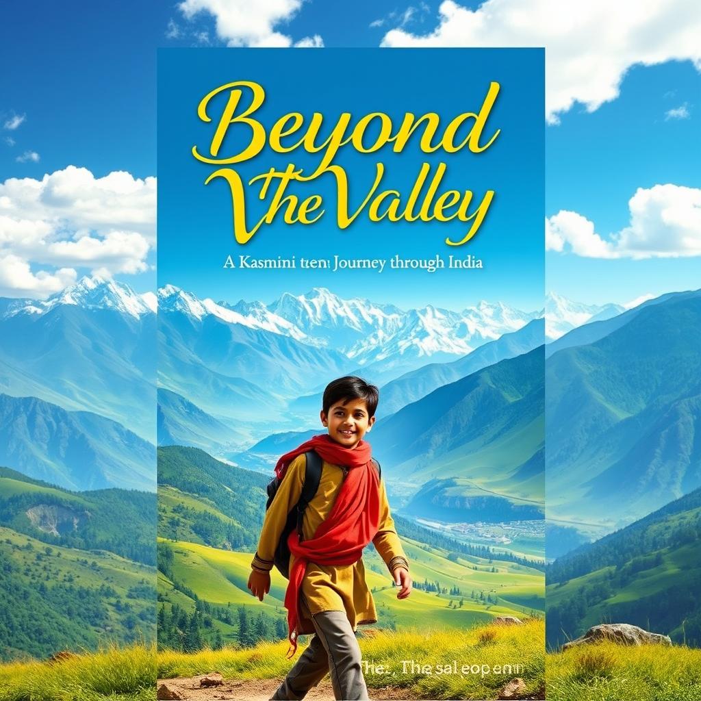 A captivating book cover design for 'Beyond the Valley: A Kashmiri Teen's Journey through India'