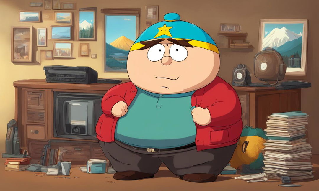 Studio Ghibli style portrait of Eric Cartman from South Park in 32k high resolution.