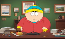 Studio Ghibli style portrait of Eric Cartman from South Park in 32k high resolution.