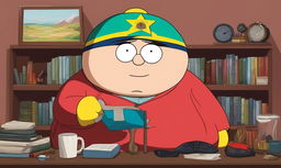 Studio Ghibli style portrait of Eric Cartman from South Park in 32k high resolution.