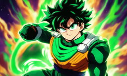 Midoriya Izuku from My Hero Academia reimagined in Dragonball Z style