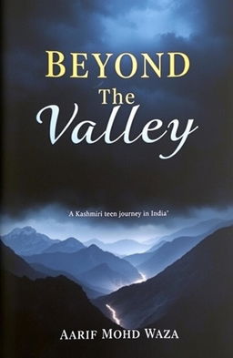 A captivating book cover for the novel "Beyond the Valley" featuring a Kashmiri teen's journey through India