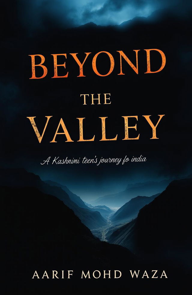 A captivating book cover for the novel "Beyond the Valley" featuring a Kashmiri teen's journey through India