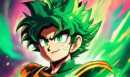 Midoriya Izuku from My Hero Academia reimagined in Dragonball Z style