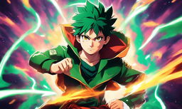 Midoriya Izuku from My Hero Academia reimagined in Naruto style