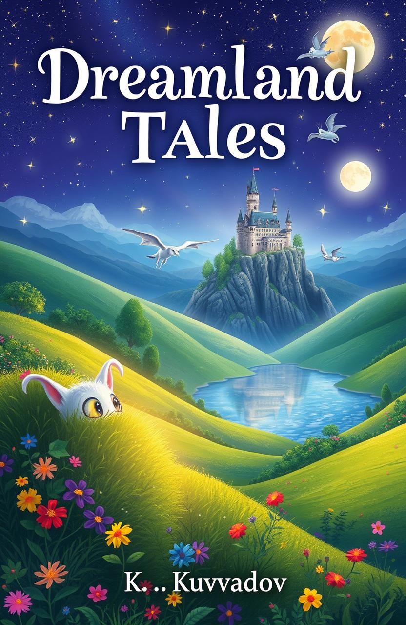 A whimsical and enchanting book cover for 'Dreamland Tales' by K