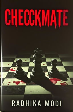 A chilling book cover featuring the title "CHECKMATE" in bold, ominous letters at the top
