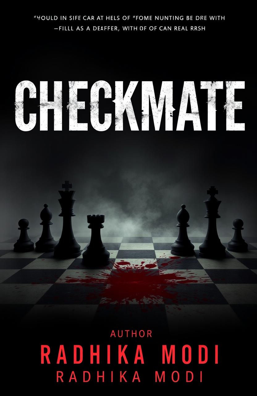 A chilling book cover featuring the title "CHECKMATE" in bold, ominous letters at the top