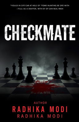 A chilling book cover featuring the title "CHECKMATE" in bold, ominous letters at the top