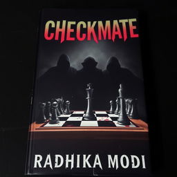 A captivating book cover titled "CHECKMATE" in bold, sinister lettering at the top