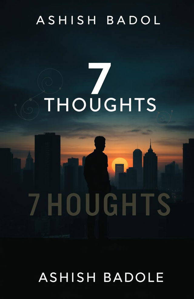 A book cover for '7 Thoughts' by Ashish Badole, evoking suspense and psychological depth