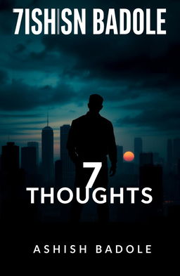 A book cover for '7 Thoughts' by Ashish Badole, evoking suspense and psychological depth