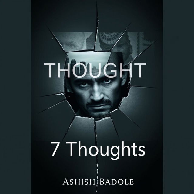 A book cover for '7 Thoughts' where the title is visually represented as a reflection in a cracked mirror